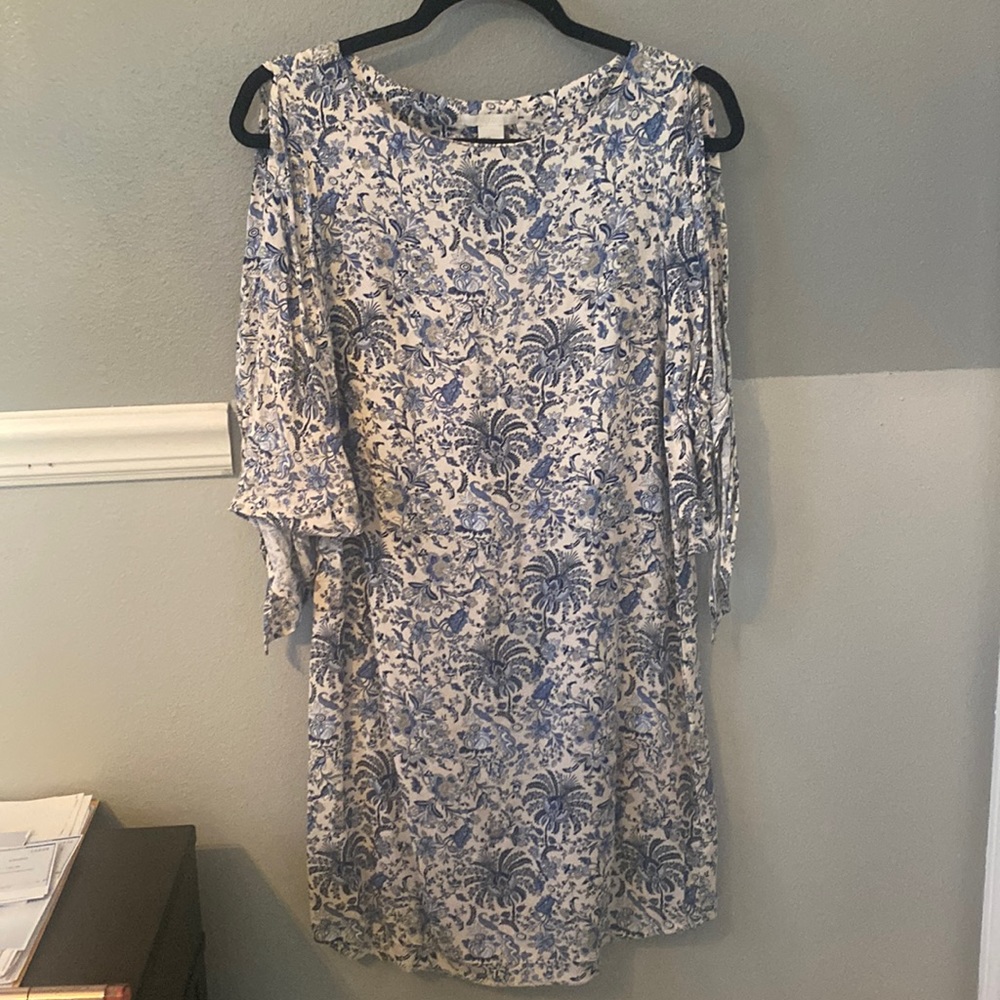 H&M blue floral quarter sleeve dress#304